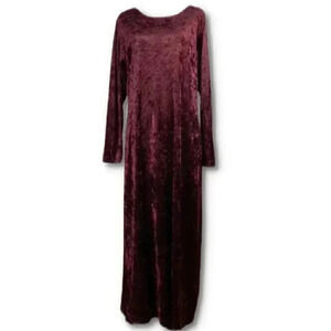 Vintage dress L 12-14 red cranberry crushed velvet